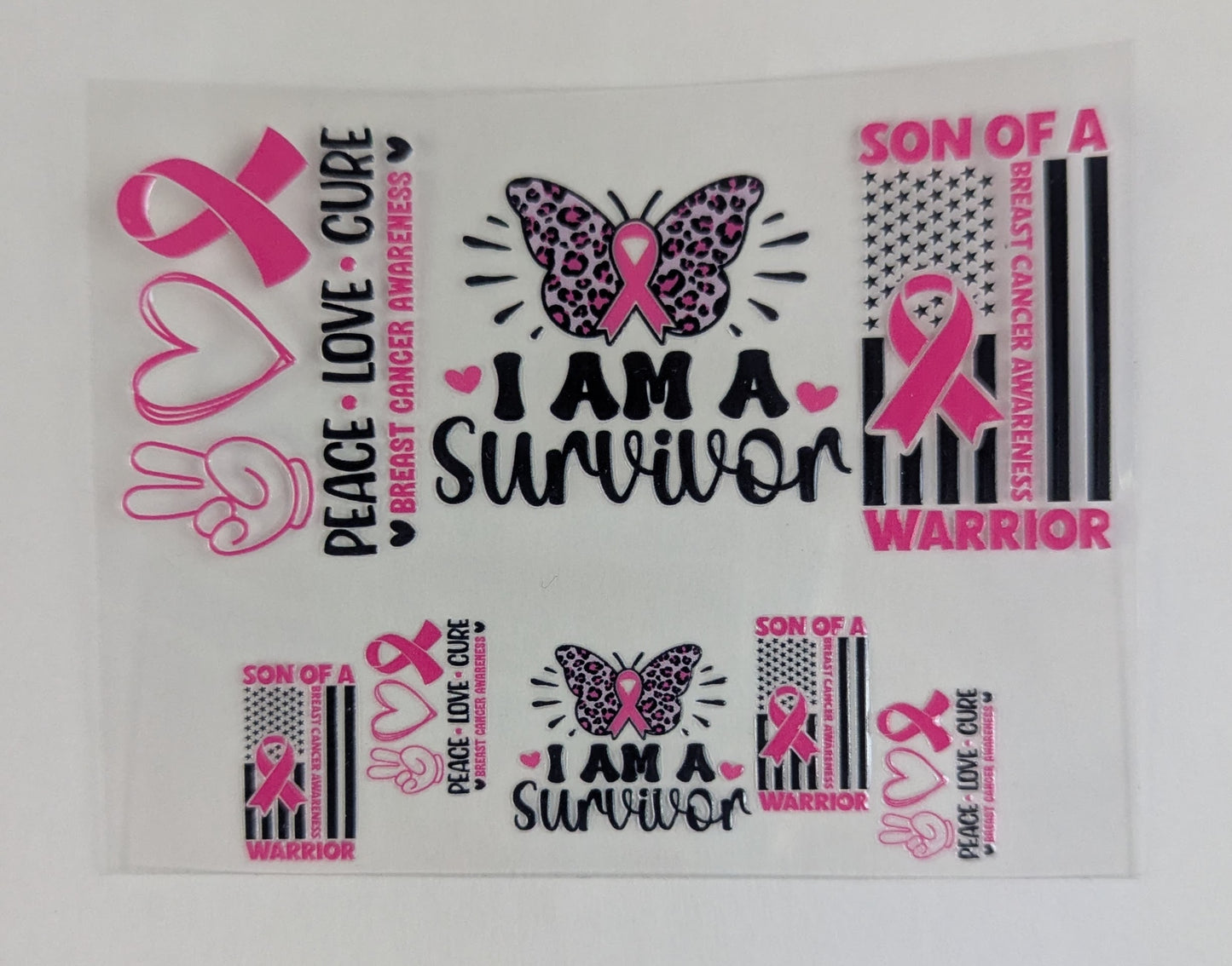 Mini Tumbler Keychain UV/DTF Wraps - Awareness - Breast Cancer - Multiple Designs Available