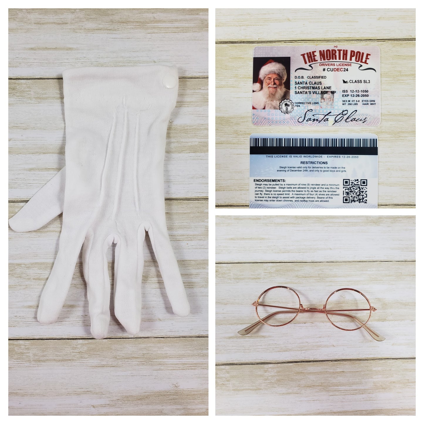 Small Santa Kit with Wire Frames, Glove, and Santa License