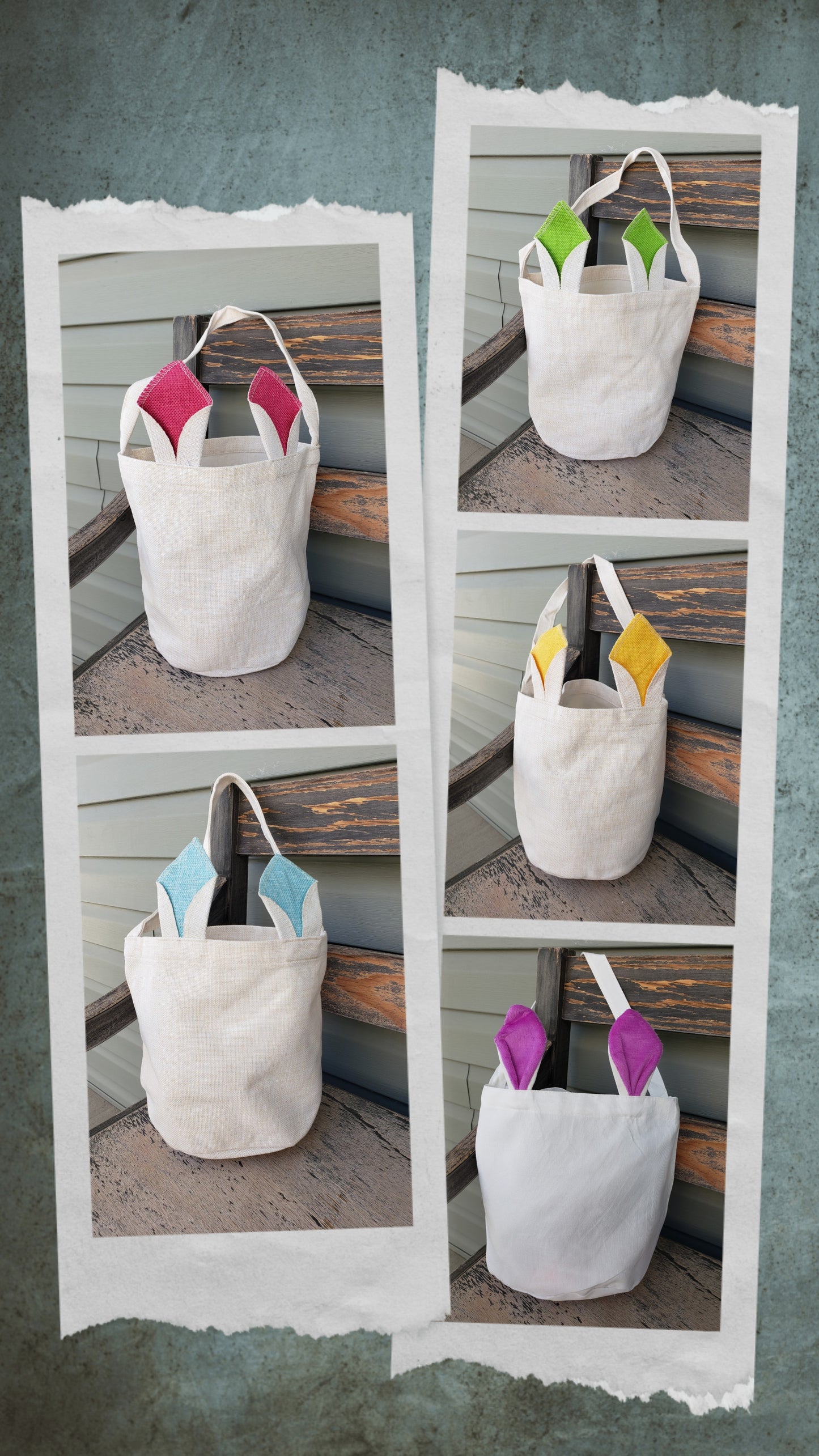 Sublimation Blank - Easter Basket with Colored Ears and Handle - Multiple Colors Available