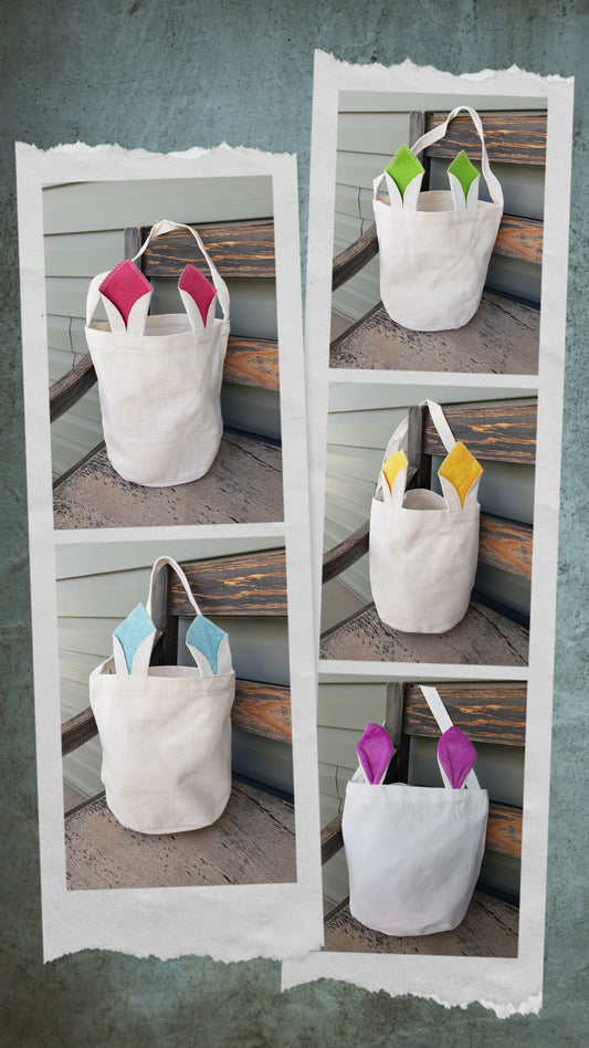 Sublimation Blank - Easter Basket with Colored Ears and Handle - Multiple Colors Available
