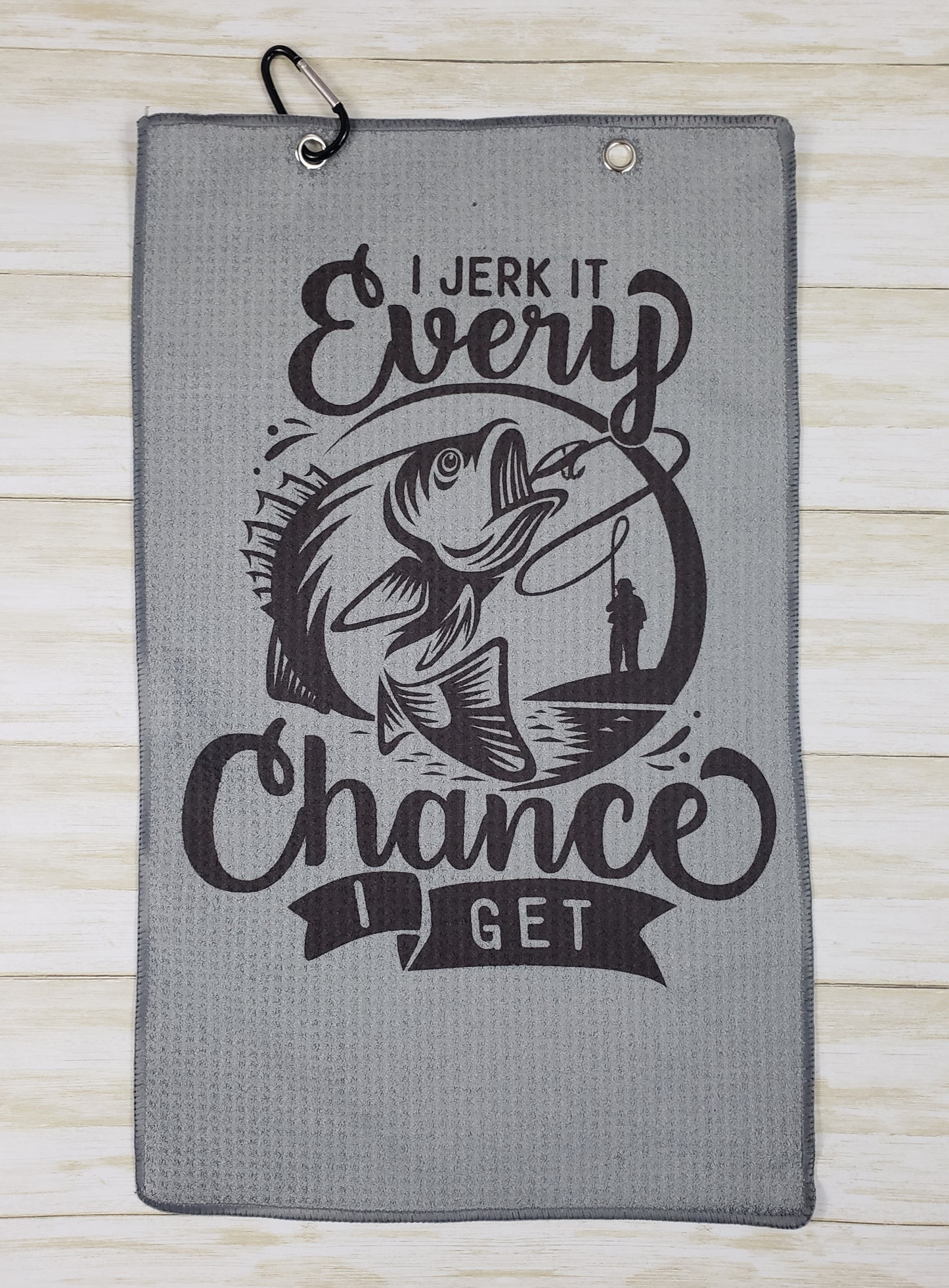 Sports Towels with Sublimated Design and Carabiner Hook - Fishing