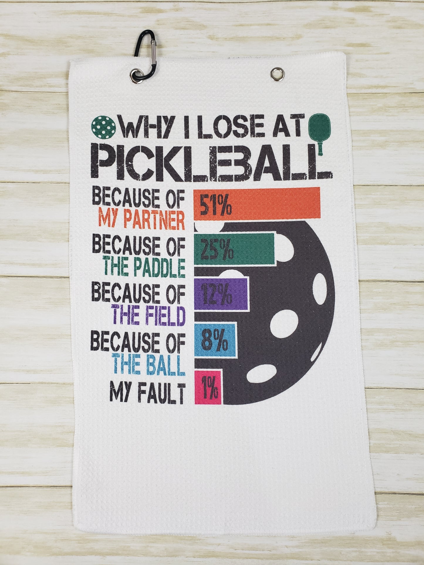 Sports Towels with Sublimated Design and Carabiner Hook - Golf, Pickleball, Disc Golf