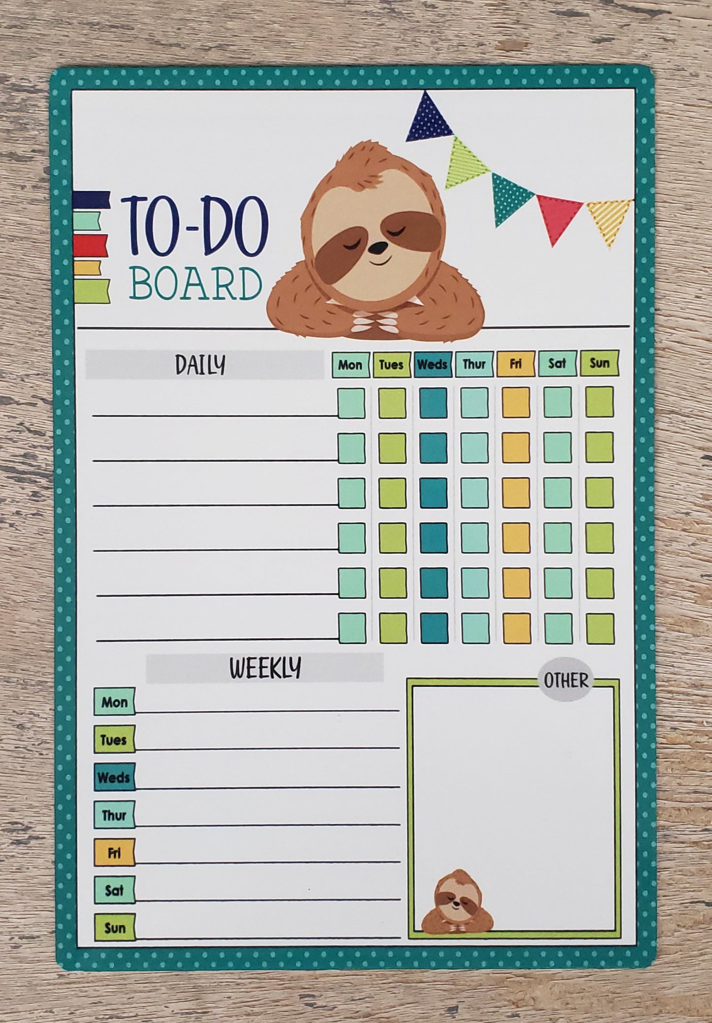 Fun-Themed Aluminum Dry Erase Chore Chart (8" x 12") with Magnetic Strips and Marker - Multiple Designs Available