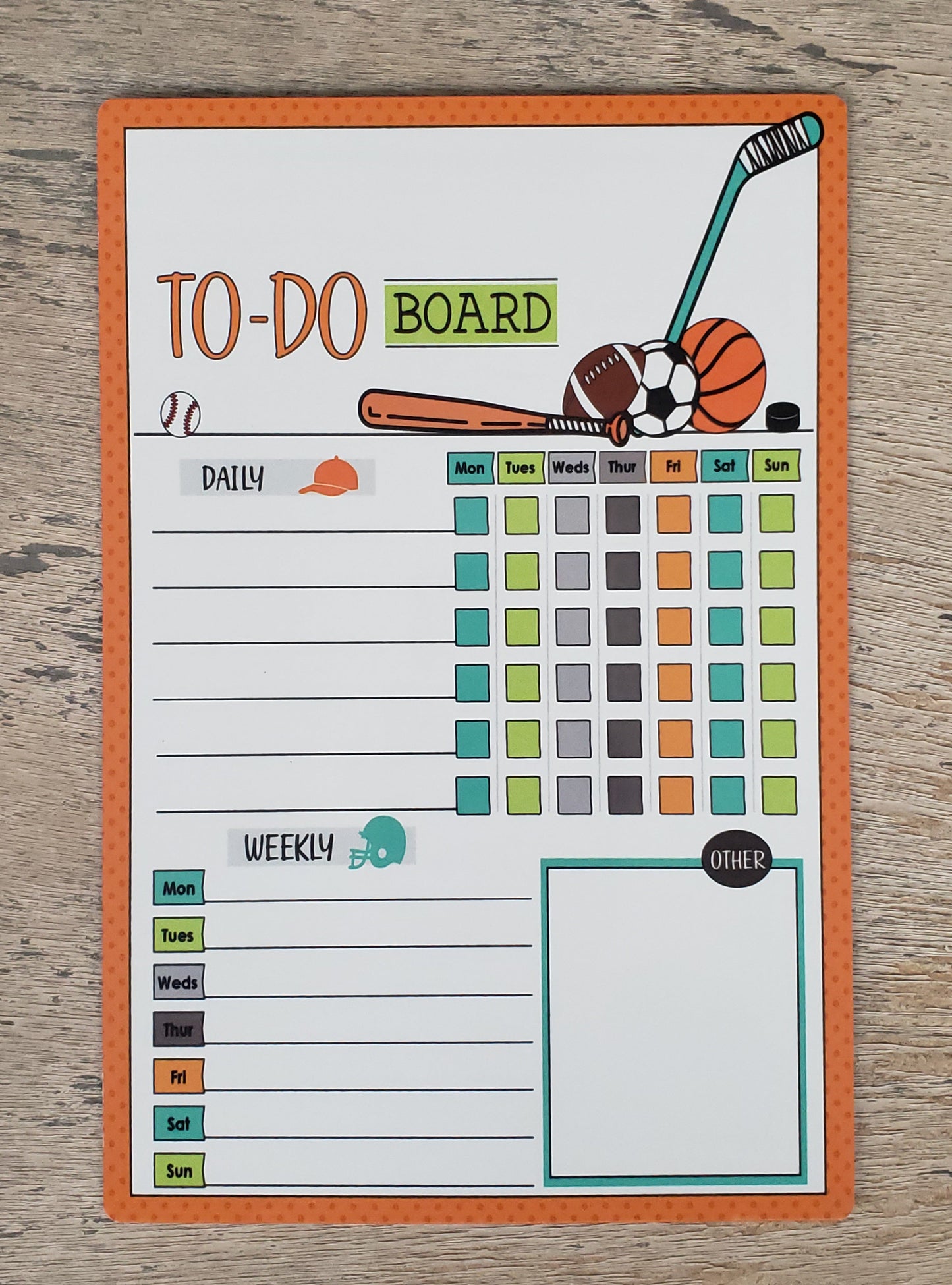 Fun-Themed Aluminum Dry Erase Chore Chart (8" x 12") with Magnetic Strips and Marker - Multiple Designs Available