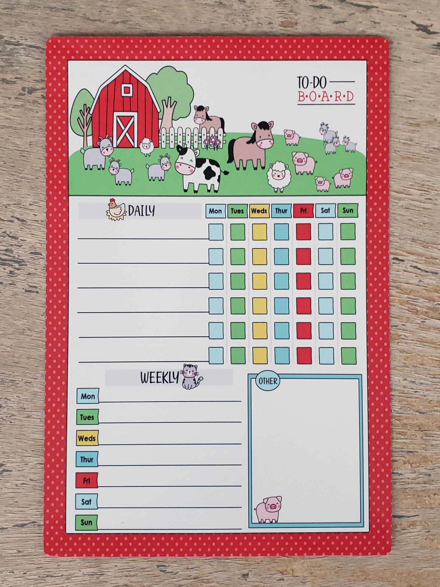 Fun-Themed Aluminum Dry Erase Chore Chart (8" x 12") with Magnetic Strips and Marker - Multiple Designs Available