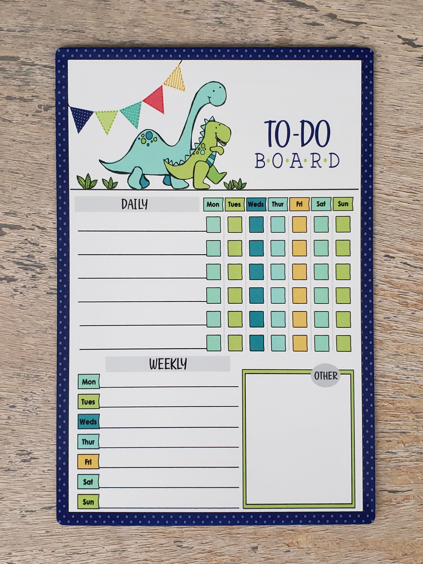 Fun-Themed Aluminum Dry Erase Chore Chart (8" x 12") with Magnetic Strips and Marker - Multiple Designs Available