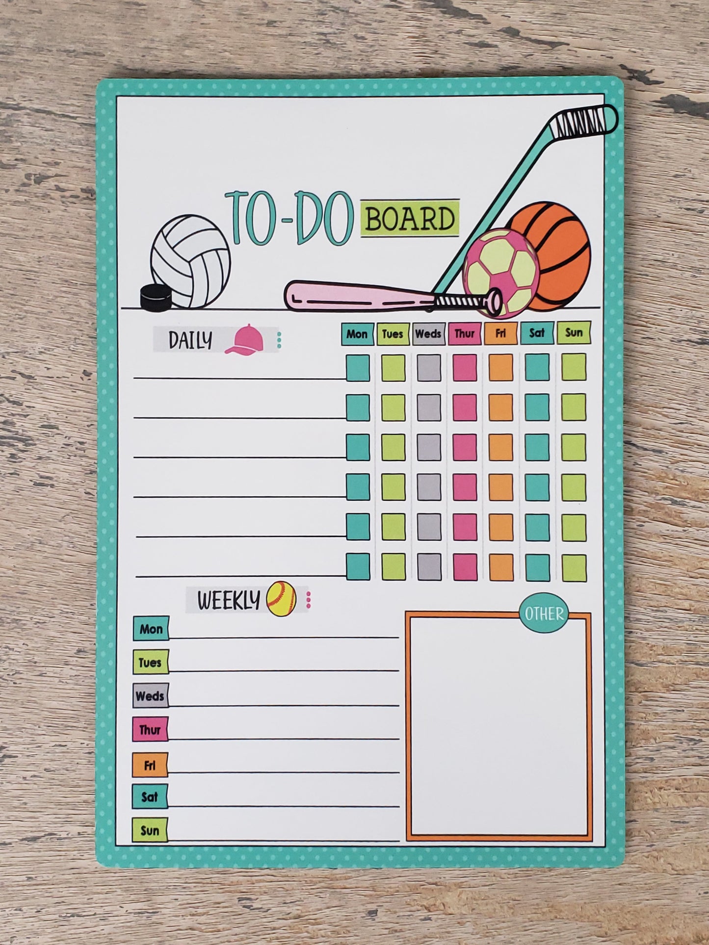 Fun-Themed Aluminum Dry Erase Chore Chart (8" x 12") with Magnetic Strips and Marker - Multiple Designs Available