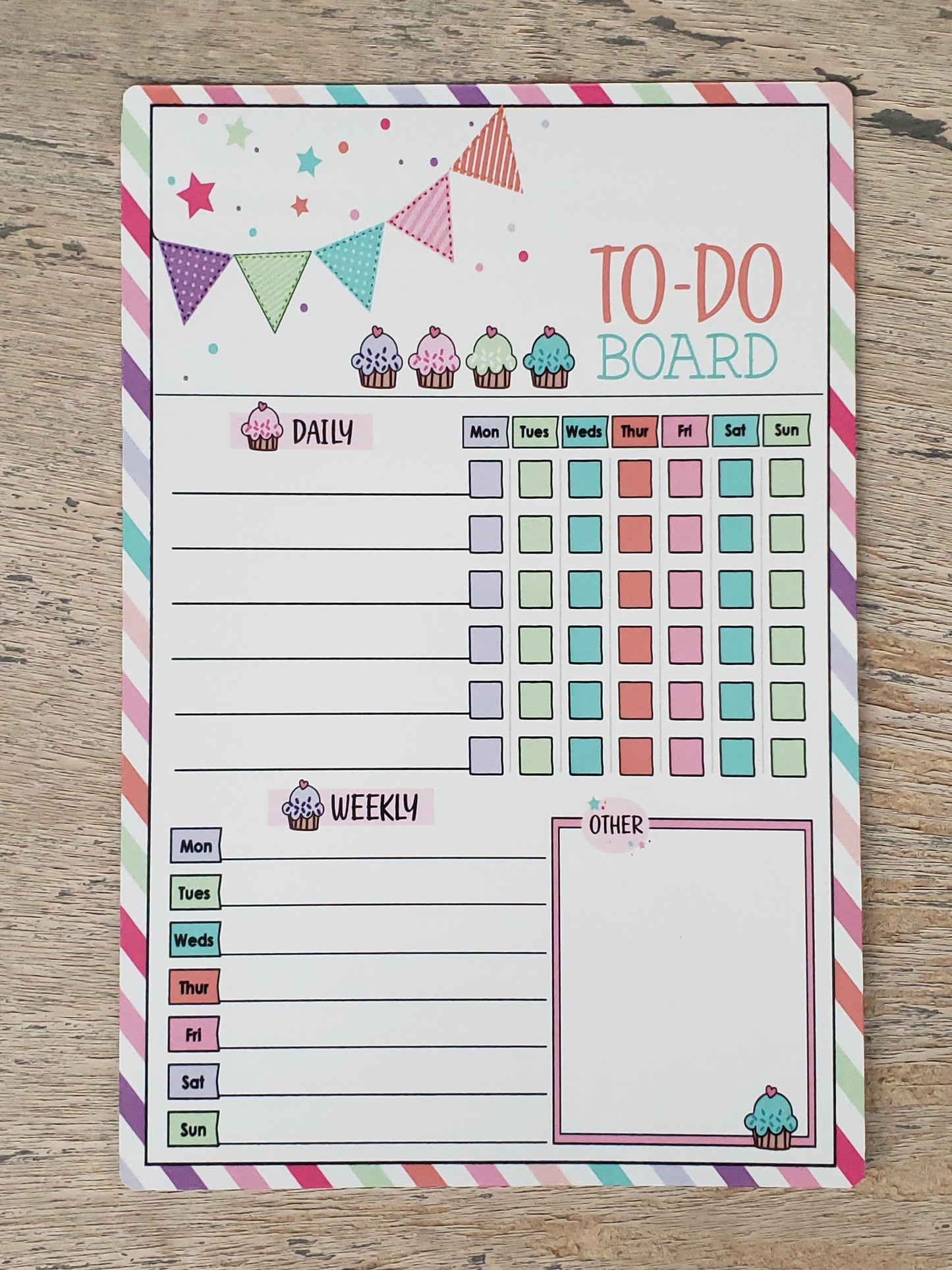 Fun-Themed Aluminum Dry Erase Chore Chart (8" x 12") with Magnetic Strips and Marker - Multiple Designs Available