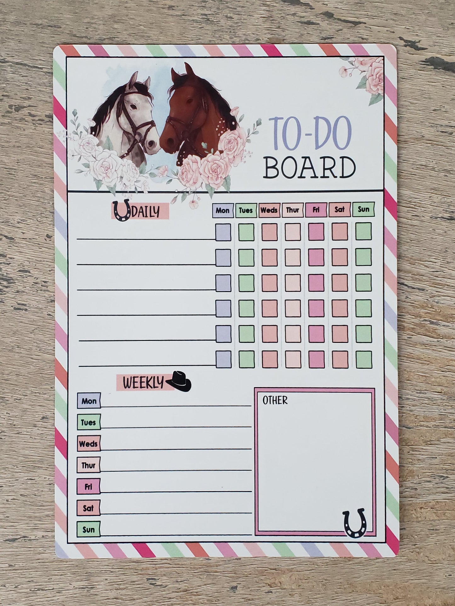 Fun-Themed Aluminum Dry Erase Chore Chart (8" x 12") with Magnetic Strips and Marker - Multiple Designs Available