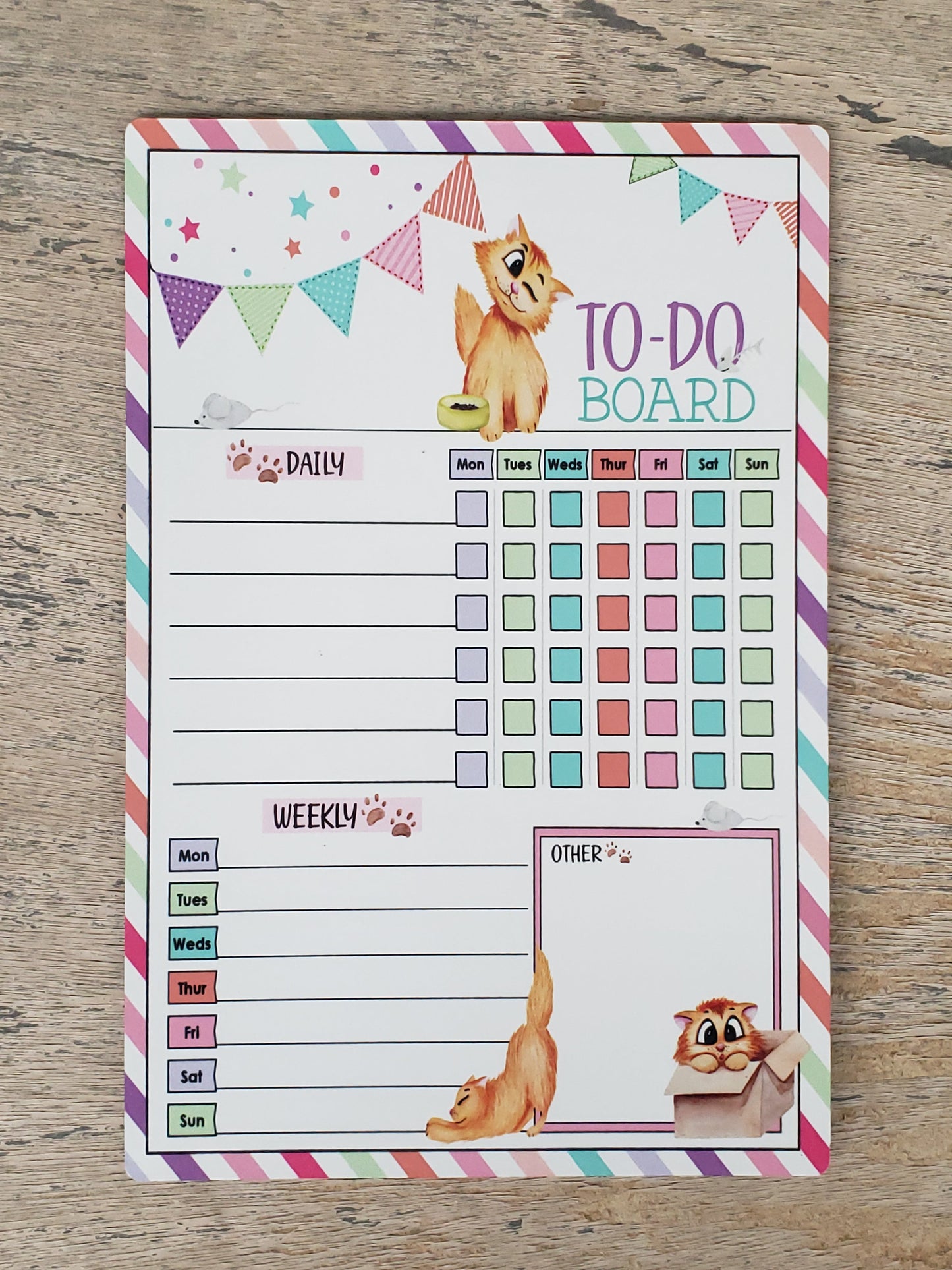 Fun-Themed Aluminum Dry Erase Chore Chart (8" x 12") with Magnetic Strips and Marker - Multiple Designs Available