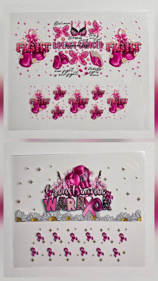 Mini Tumbler Keychain UV/DTF Wraps - Awareness - Breast Cancer 2 - Multiple Designs Available
