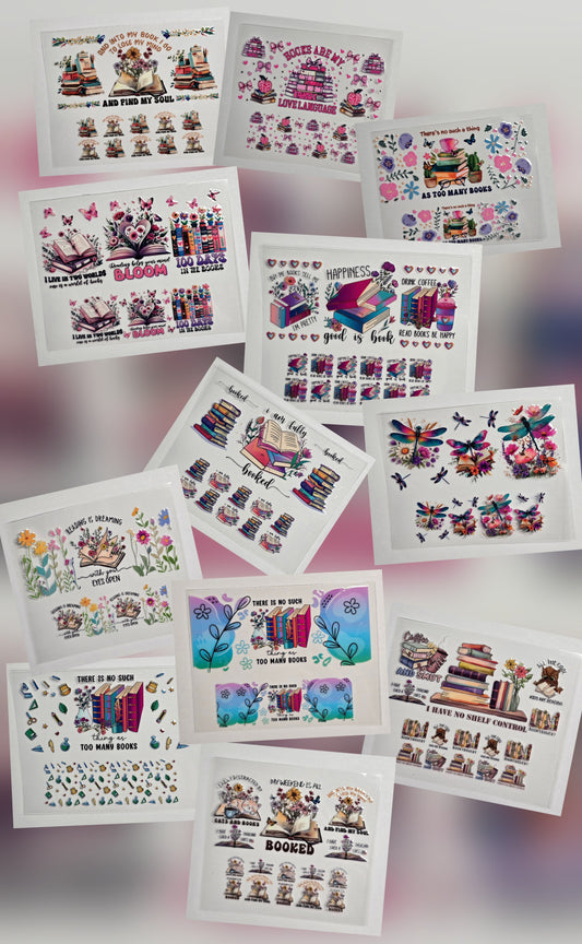 Mini Tumbler Keychain UV/DTF Wraps - Books - Multiple Designs Available