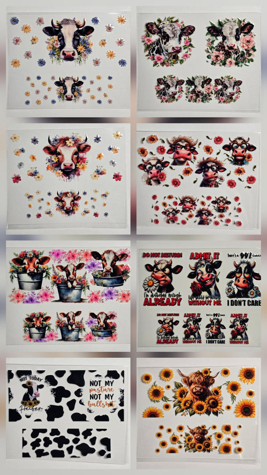 Mini Tumbler Keychain UV/DTF Wraps - Cows - Multiple Designs Available