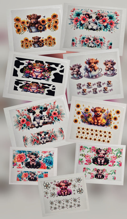 Mini Tumbler Keychain UV/DTF Wraps - Cows - Calves - Multiple Designs Available