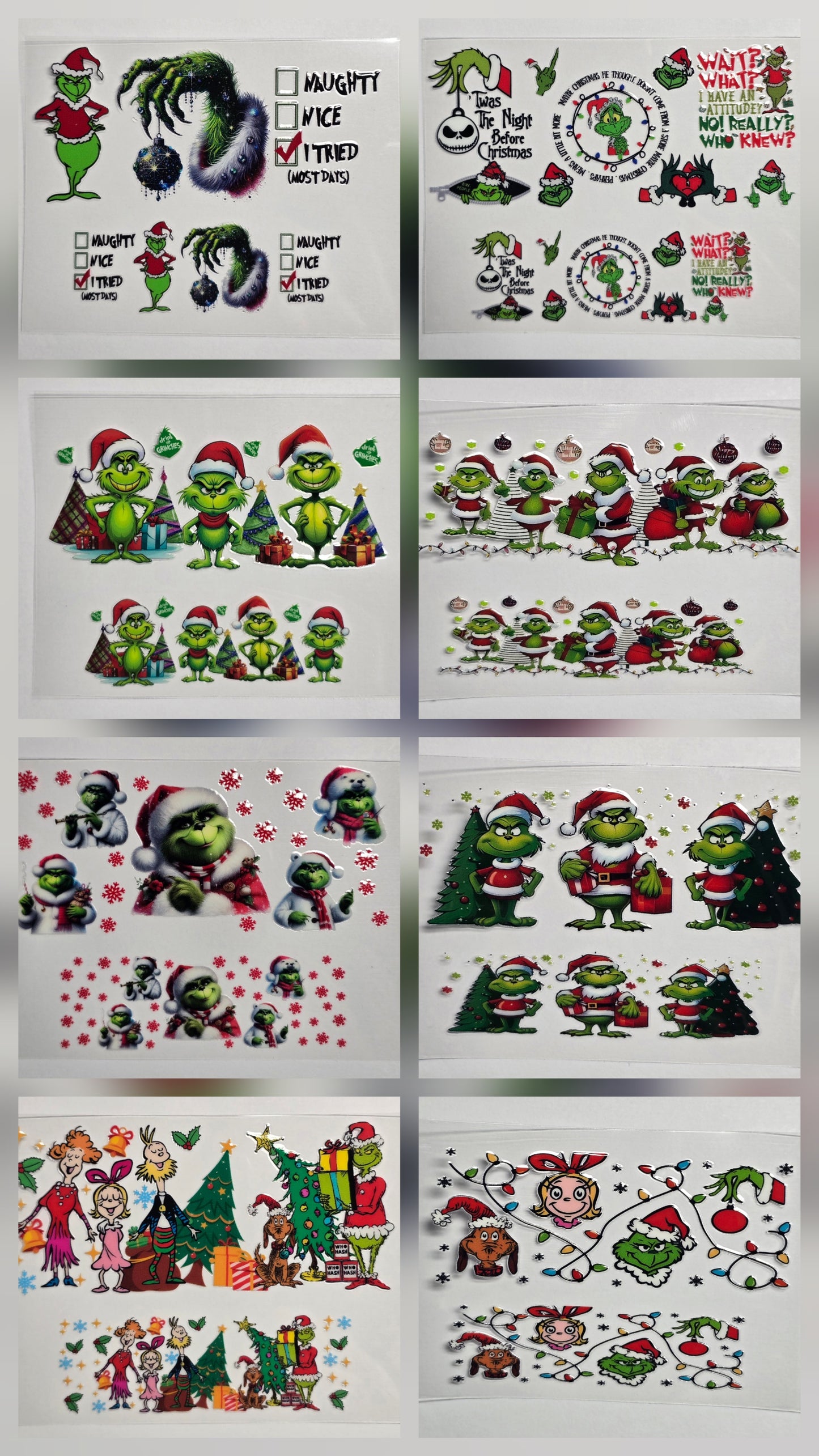 Mini Tumbler Keychain UV/DTF Wraps - Green Guy / Mean One 1 - Multiple Designs Available