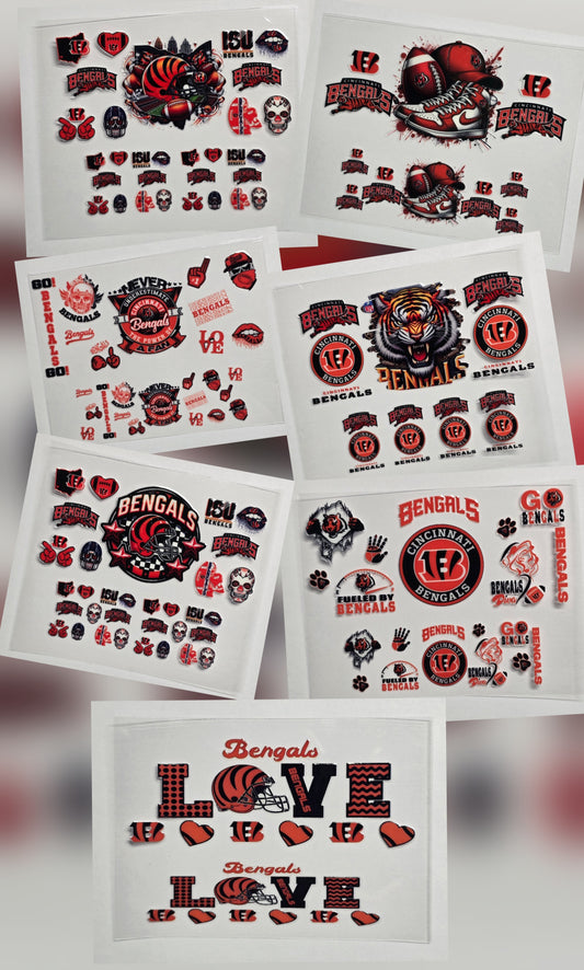 Mini Tumbler Keychain UV/DTF Wraps - Football - Cincinnati - Multiple Designs Available
