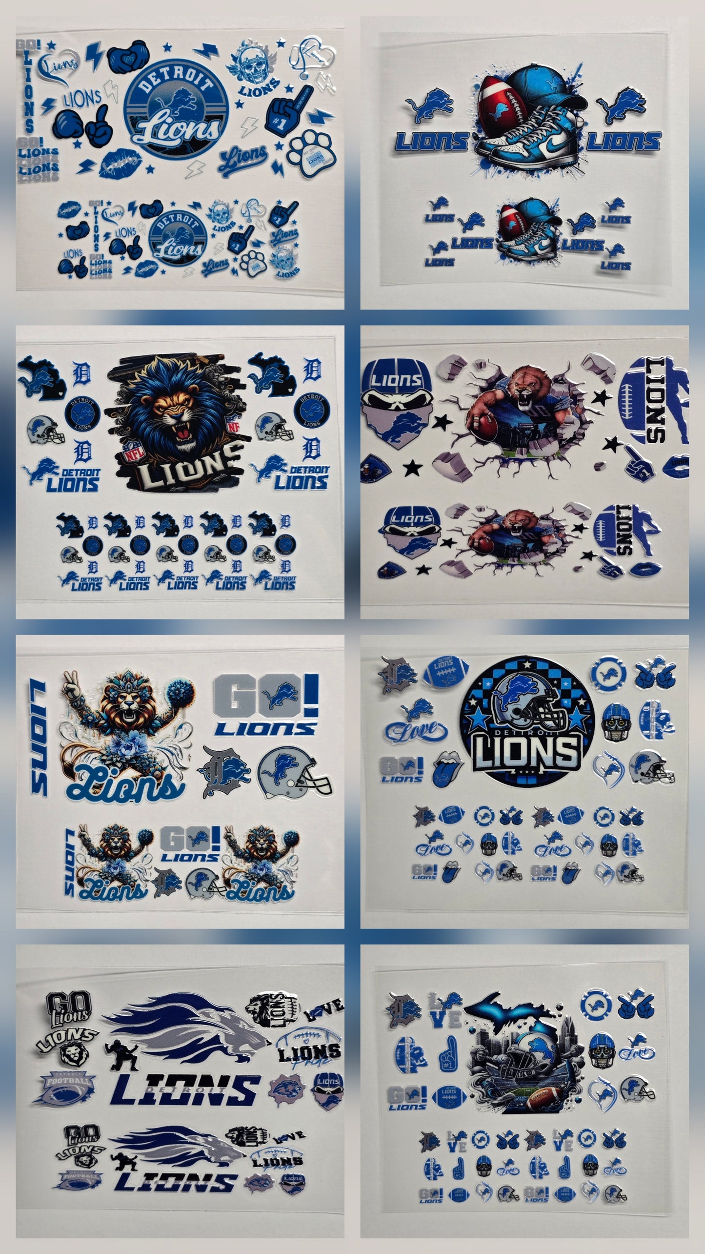 Mini Tumbler Keychain UV/DTF Wraps - Football - Detroit - Multiple Designs Available