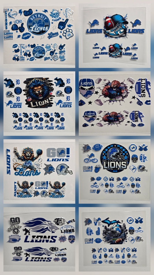 Mini Tumbler Keychain UV/DTF Wraps - Football - Detroit - Multiple Designs Available