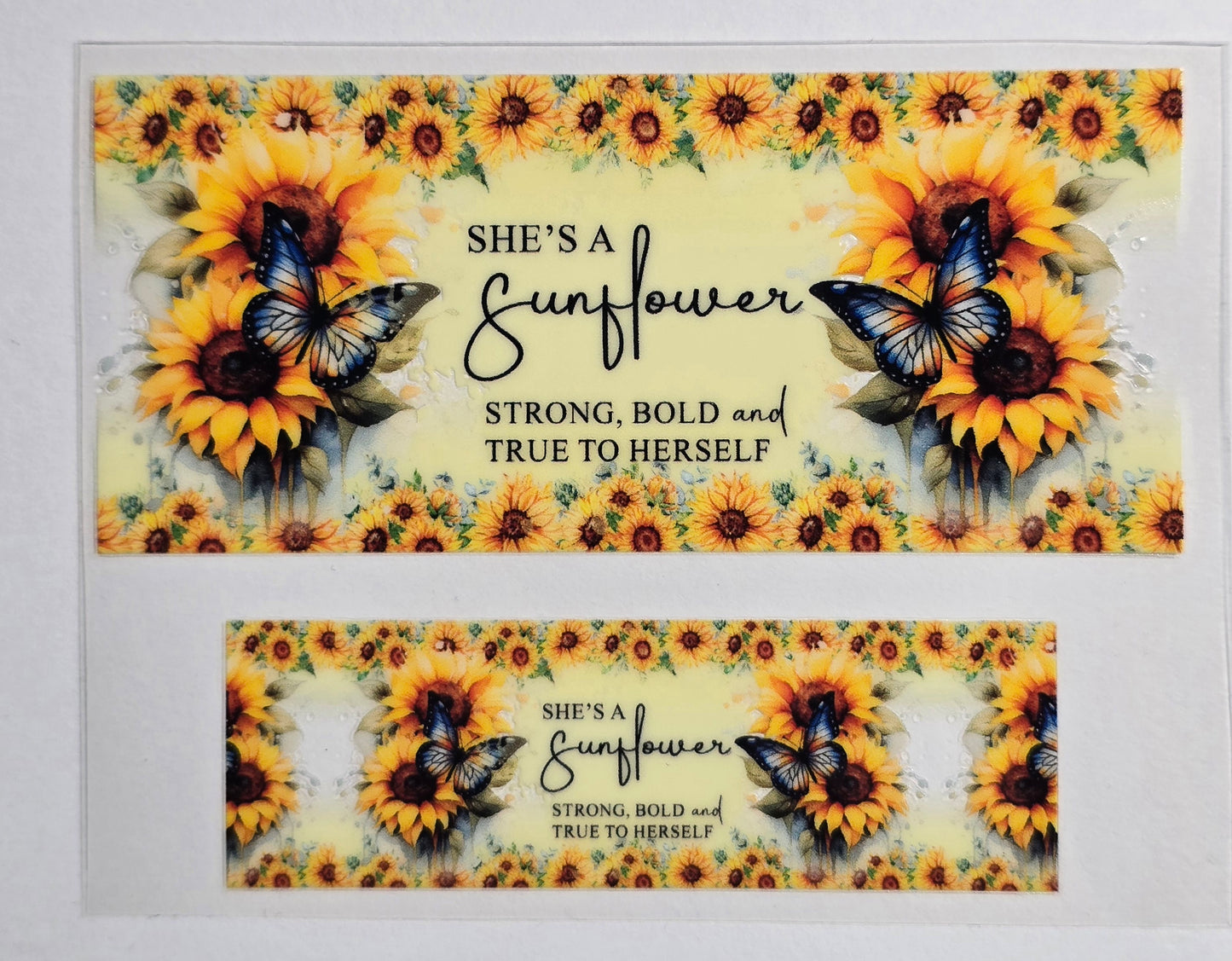 Mini Tumbler Keychain UV/DTF Wraps - She's a Sunflower