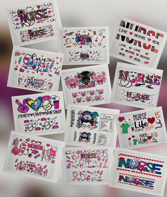 Mini Tumbler Keychain UV/DTF Wraps - Nurse - Multiple Designs Available