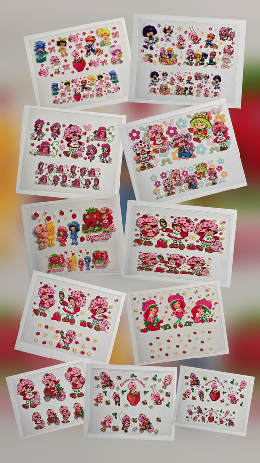 Mini Tumbler Keychain UV/DTF Wraps - Strawberry Shortcake - Multiple Designs Available