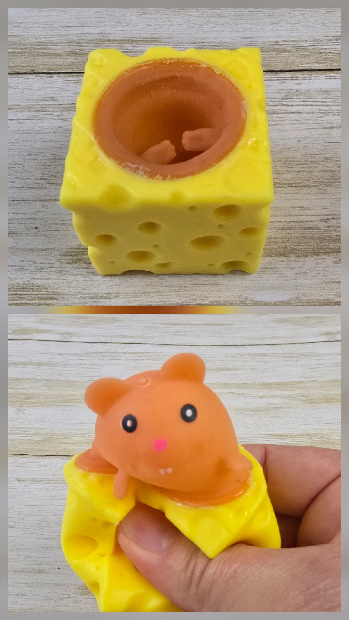 Cheese Cube Squeeze Toy with Pop‑Out Mouse – Multiple Colors Available