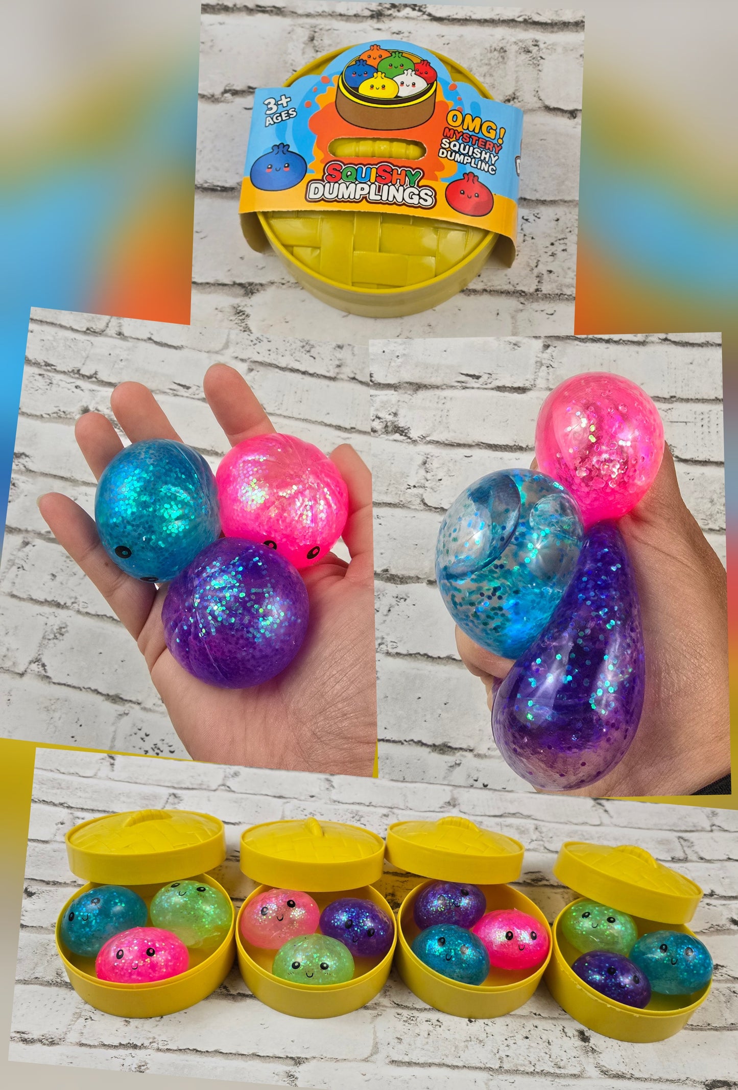 Mini Glitter Dumplings – Surprise Trio in Mini Steamer Case