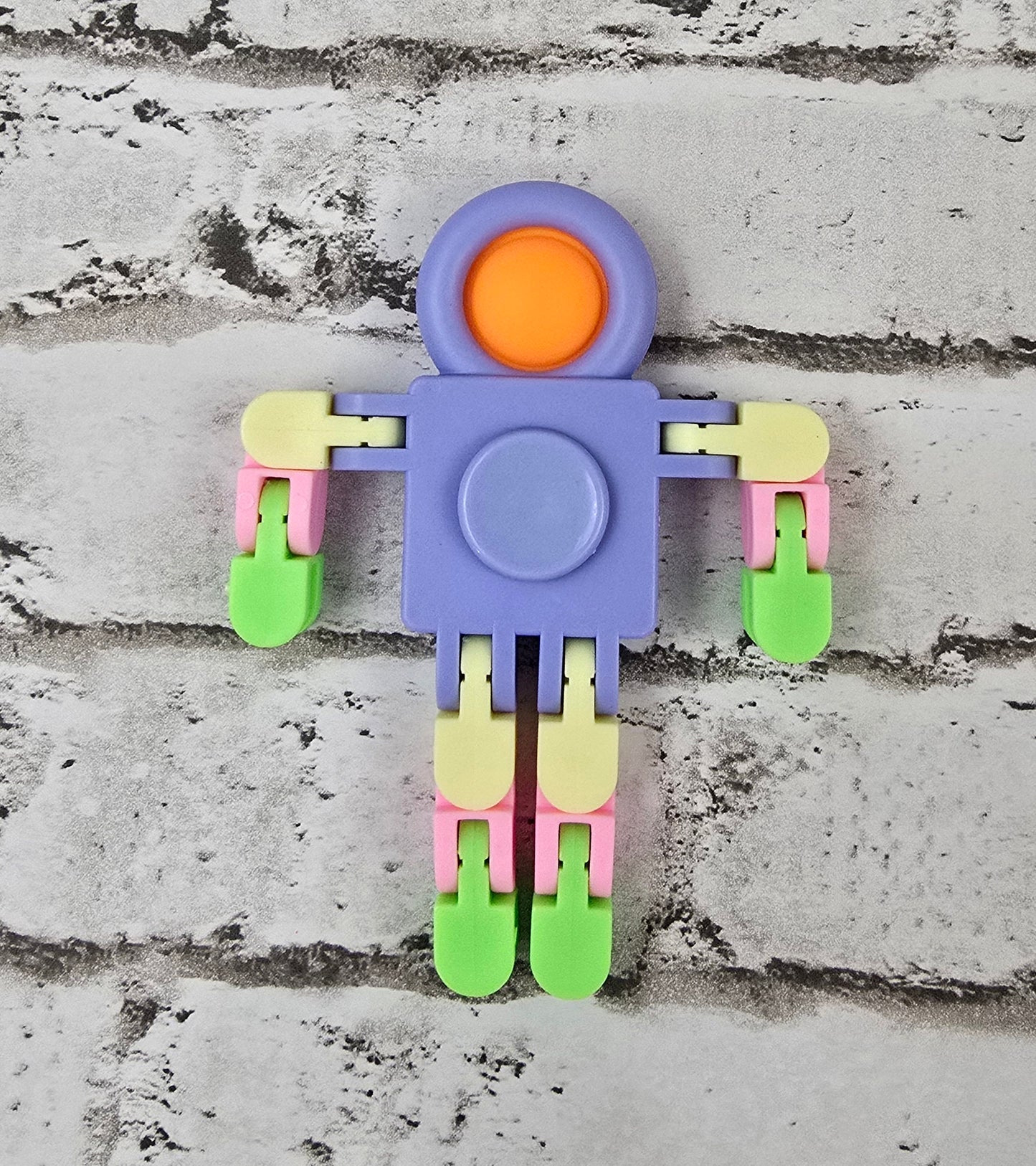 Pop‑Bubble Robot Fidget – Poseable Sensory Toy with Belly Spinner - Multiple Colors Available