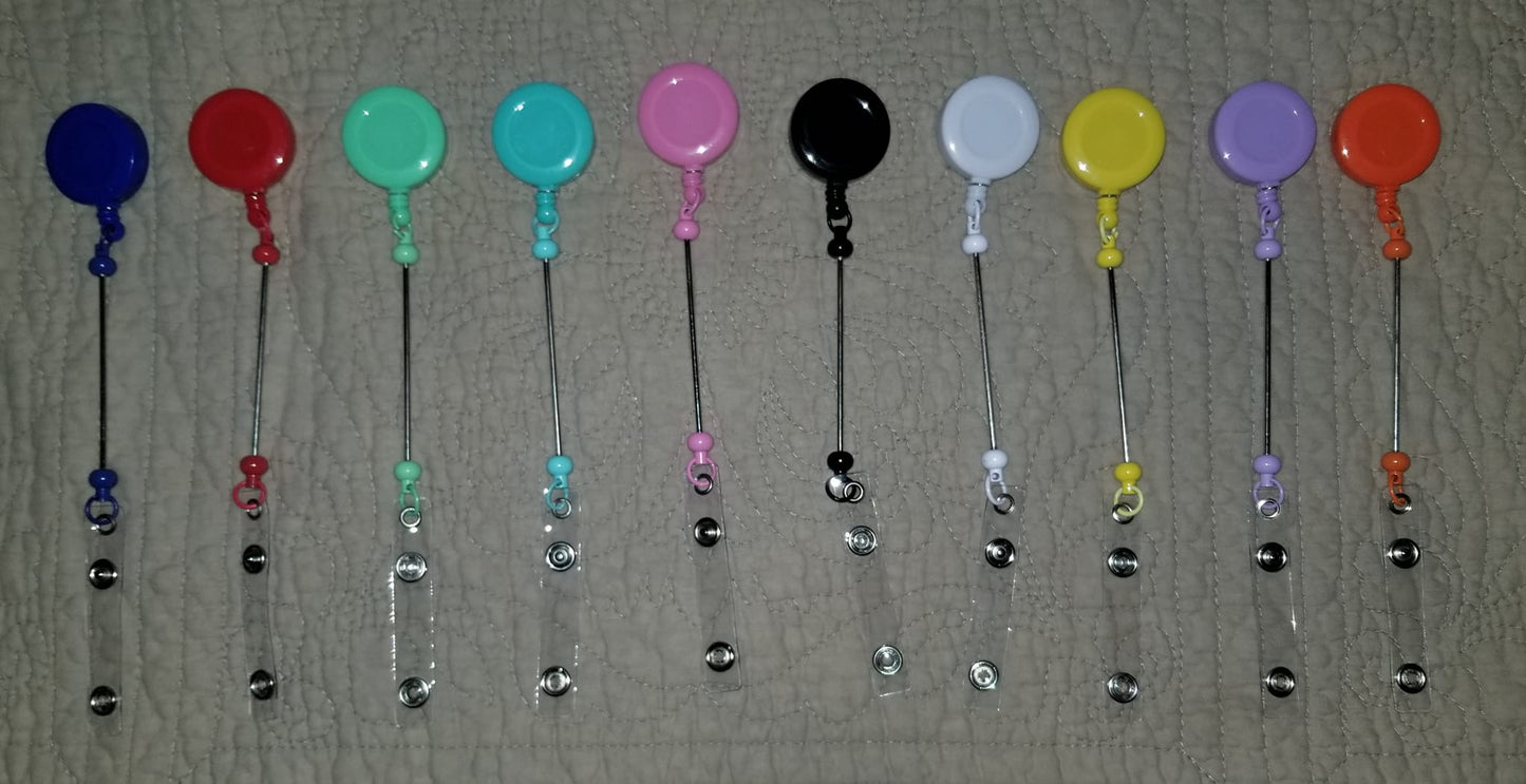 Retractable Beadable Badge Reels - Multiple Colors Available