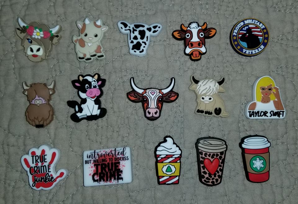 Silicone Focal Beads - Assorted Cows, True Crime and Coffee Focal Beads