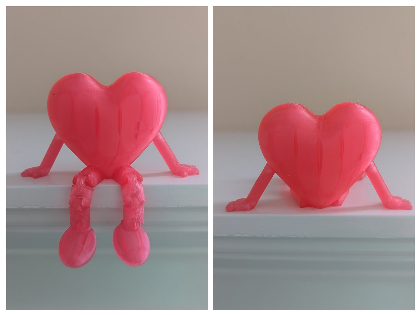 3D Printed Heart Figurines with Dangling Legs