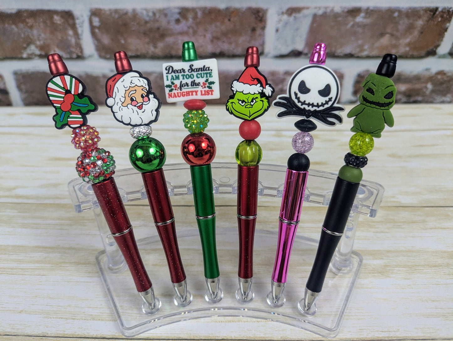 Christmas Holiday Character-Themed Beaded Pens - Includes 1 Ink Refill