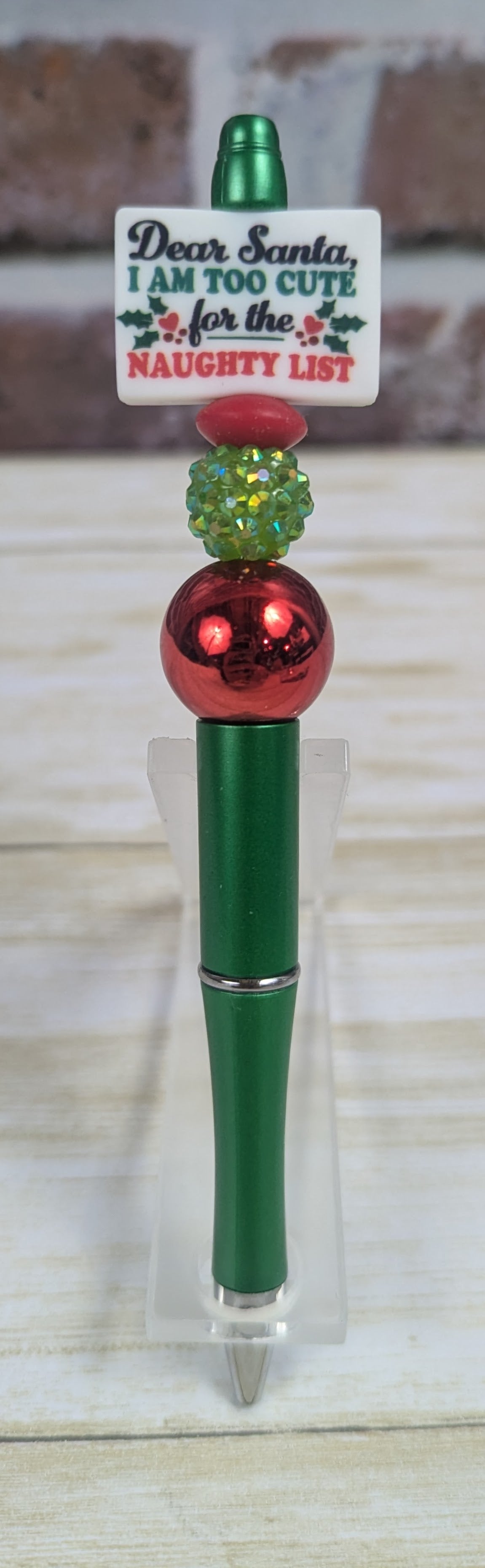 Christmas Holiday Character-Themed Beaded Pens - Includes 1 Ink Refill