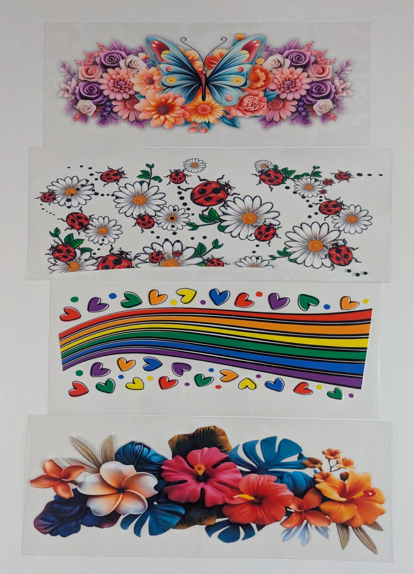 40 oz Ready to Apply UV DTF 2-piece wrap set - Flowers & Hearts - Multiple Designs Available