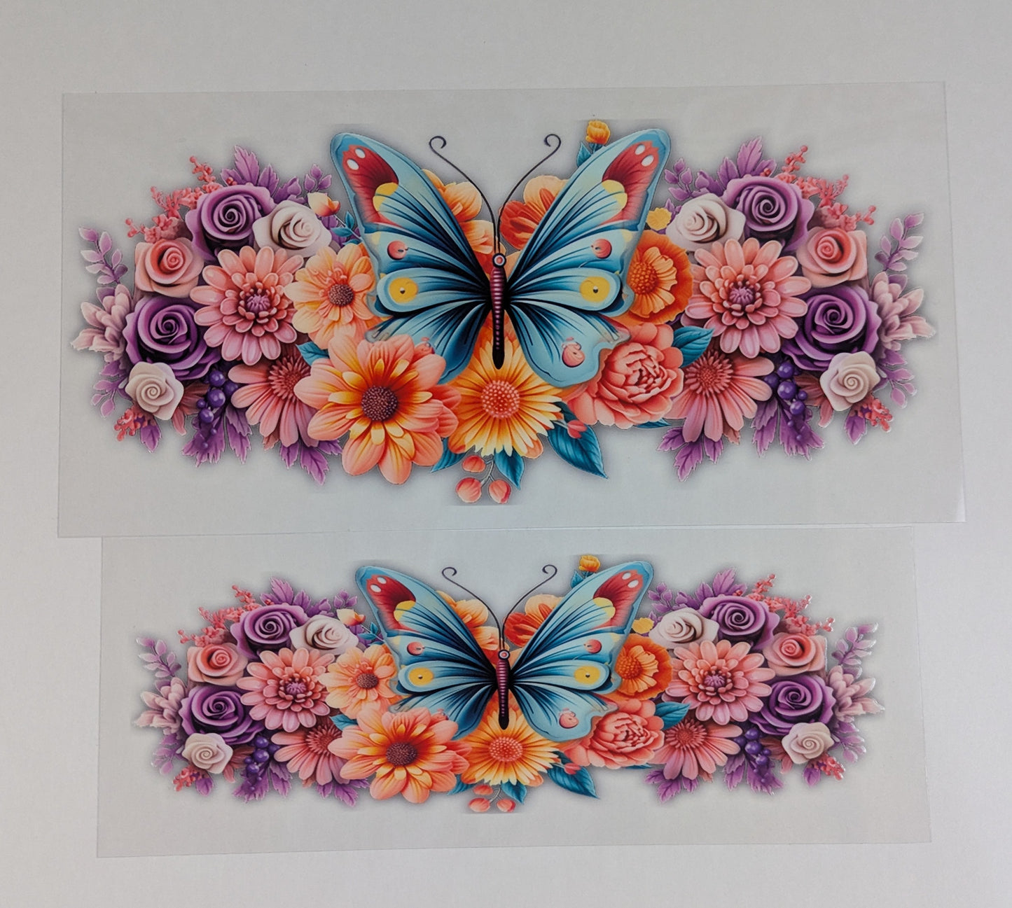 40 oz Ready to Apply UV DTF 2-piece wrap set - Flowers & Hearts - Multiple Designs Available