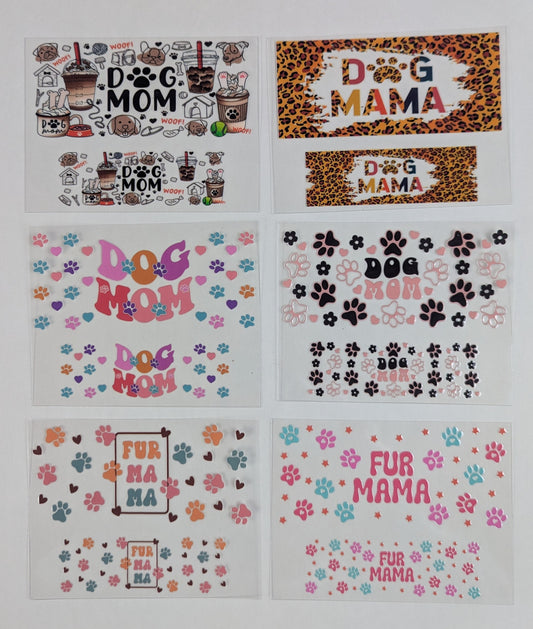 Mini Tumbler Keychain UV/DTF Wraps - Dog Mom - Multiple Designs Available