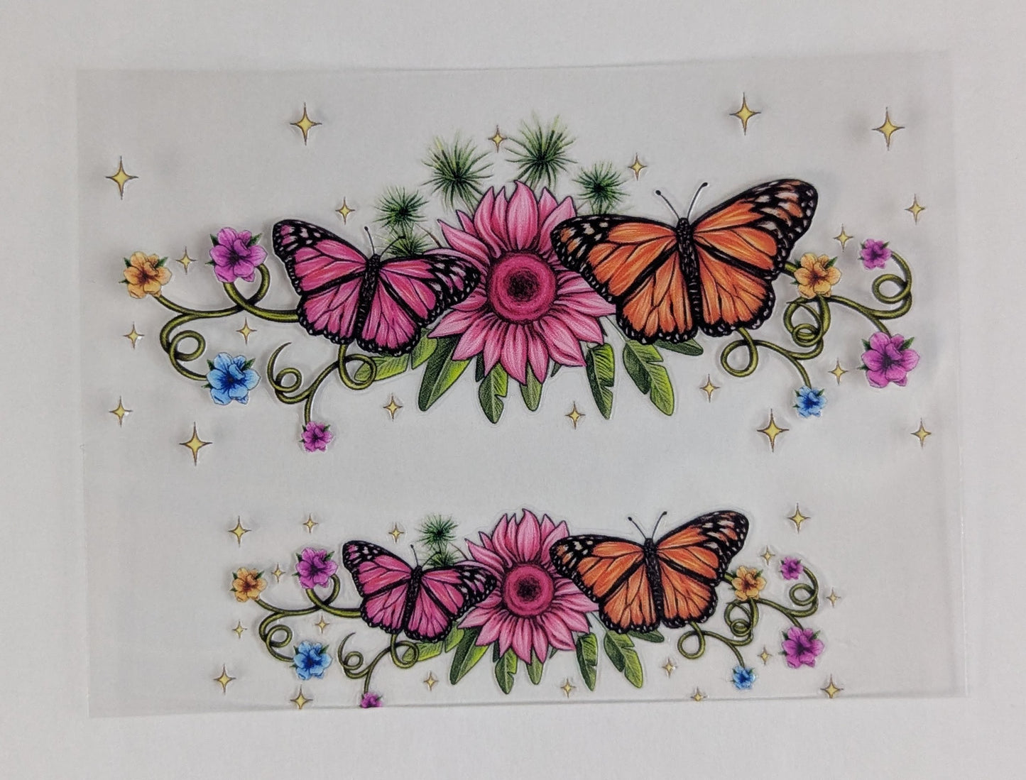 Mini Tumbler Keychain UV/DTF Wraps - Flowers with Butterflies - Multiple Designs Available