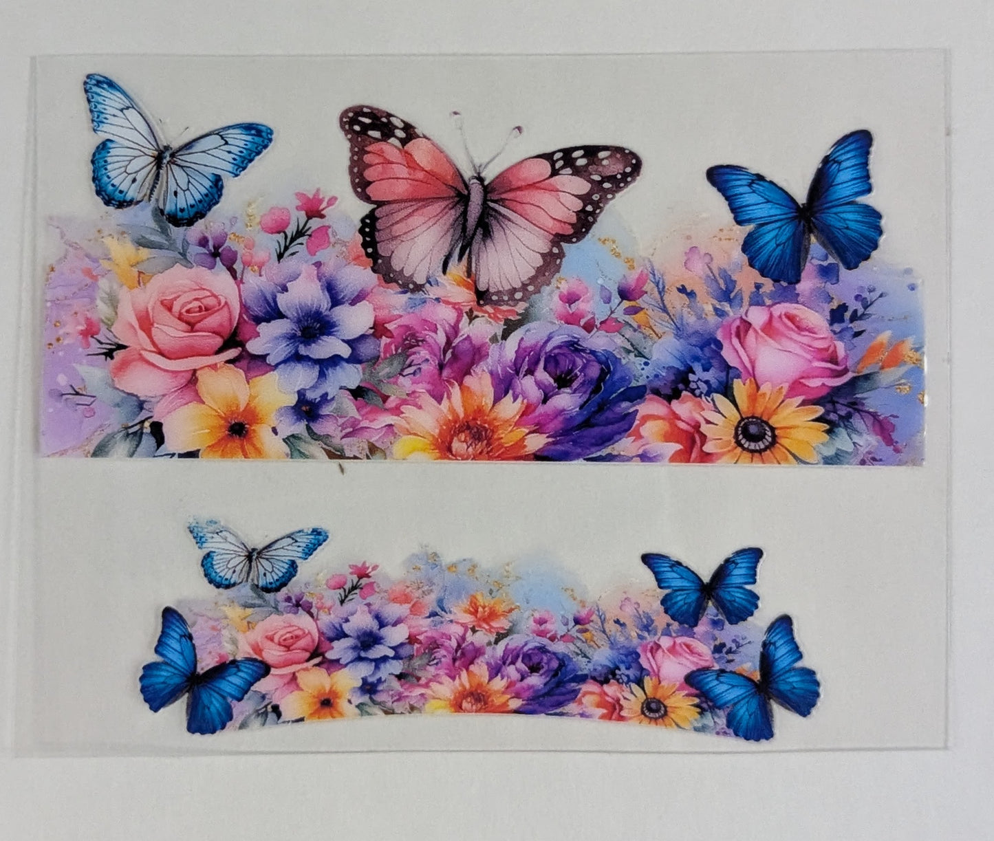 Mini Tumbler Keychain UV/DTF Wraps - Flowers with Butterflies - Multiple Designs Available