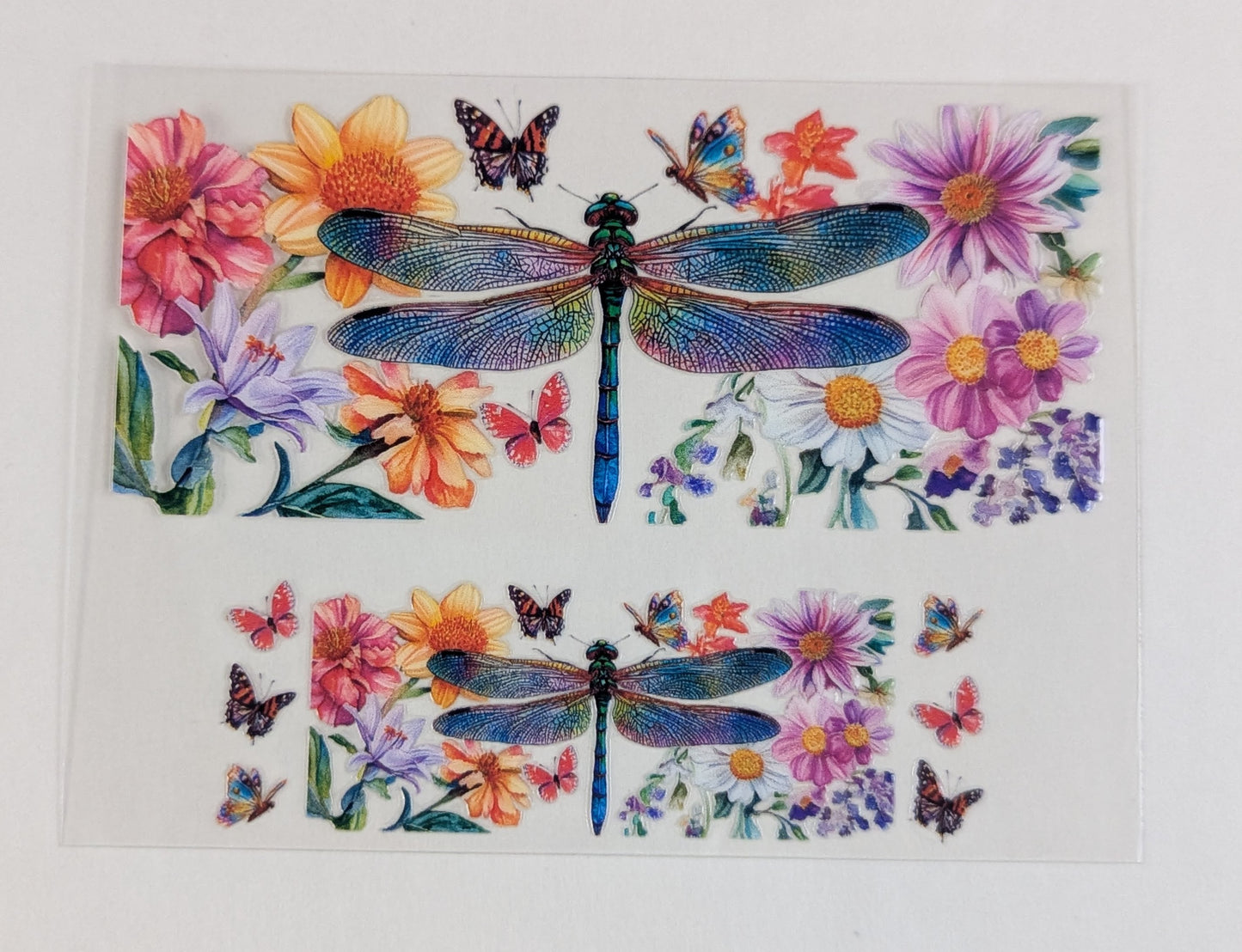 Mini Tumbler Keychain UV/DTF Wraps - Flowers with Dragonflies & Bees - Multiple Designs Available