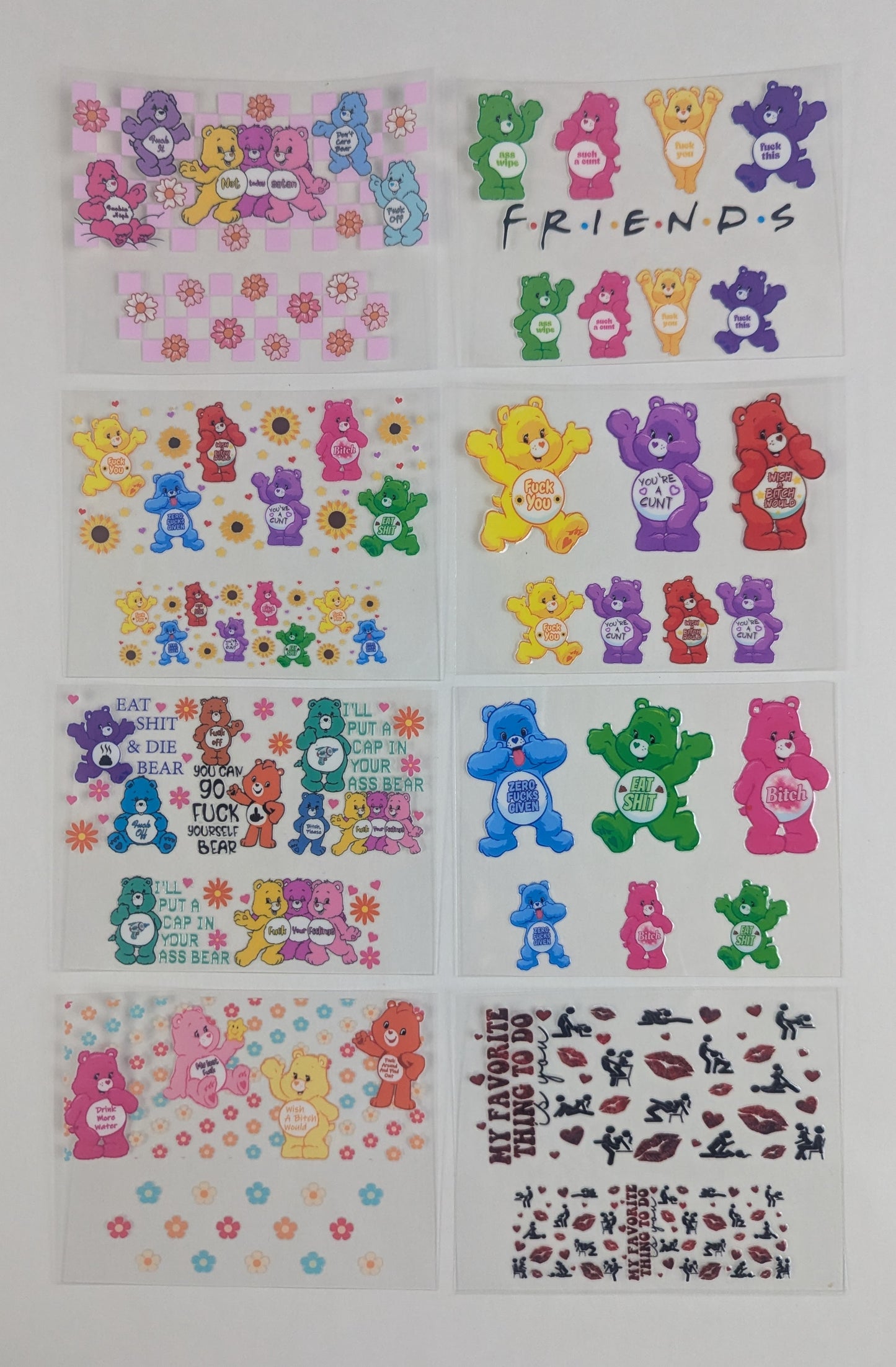 Mini Tumbler Keychain UV/DTF Wraps - Mature 18+ - Naughty Bears - Multiple Designs Available
