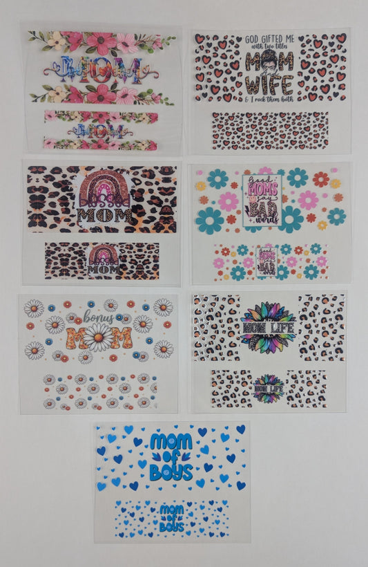 Mini Tumbler Keychain UV/DTF Wraps - Mom - Multiple Designs Available