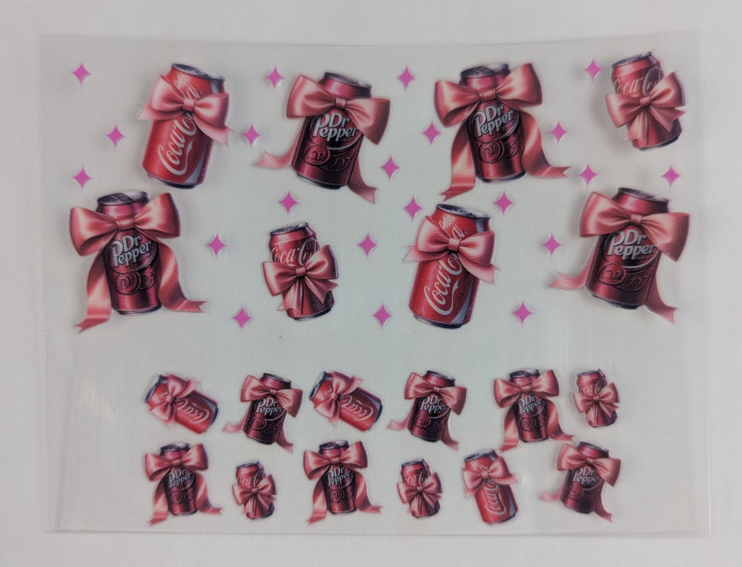 Mini Tumbler Keychain UV/DTF Wraps - Soda with Bows