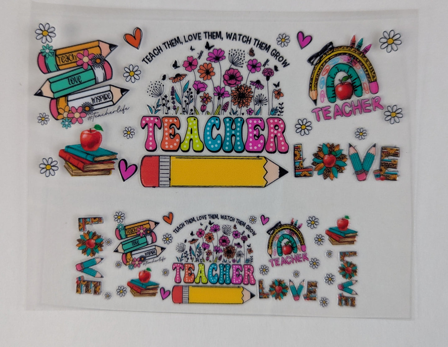 Mini Tumbler Keychain UV/DTF Wraps - Teacher - Multiple Designs Available