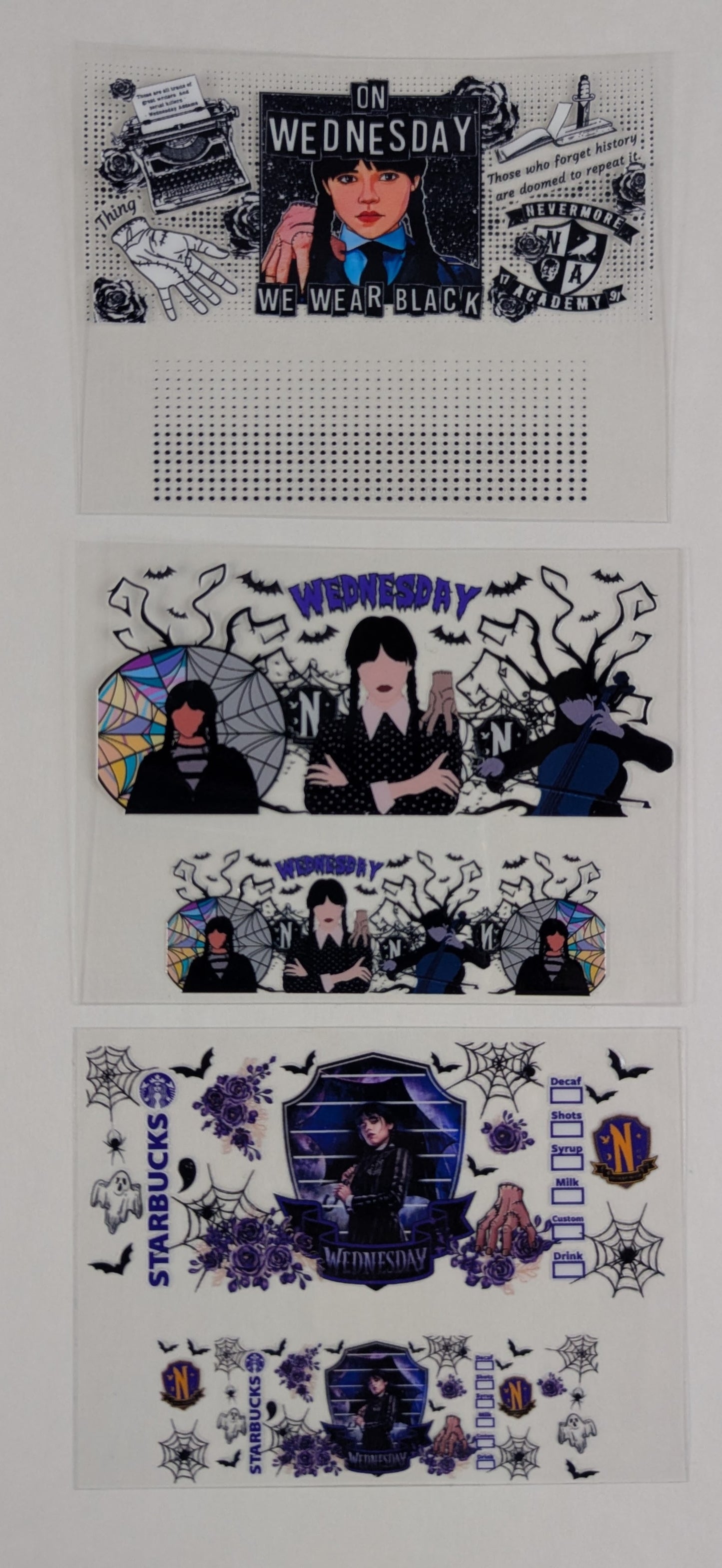 Mini Tumbler Keychain UV/DTF Wraps - Wednesday - Multiple Designs Available