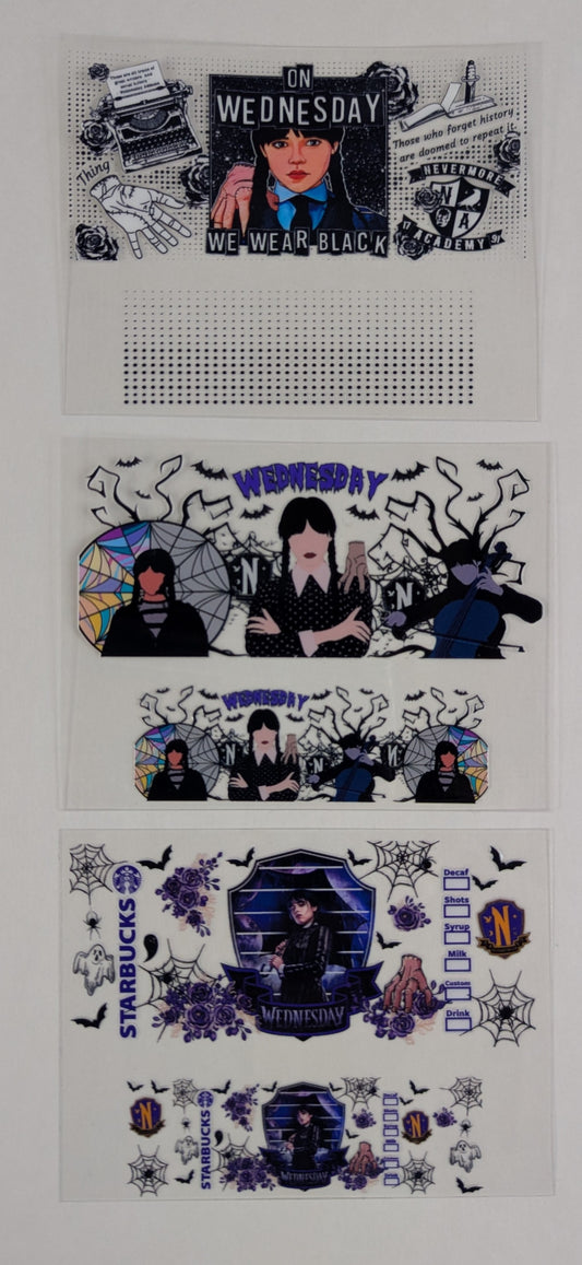 Mini Tumbler Keychain UV/DTF Wraps - Wednesday - Multiple Designs Available
