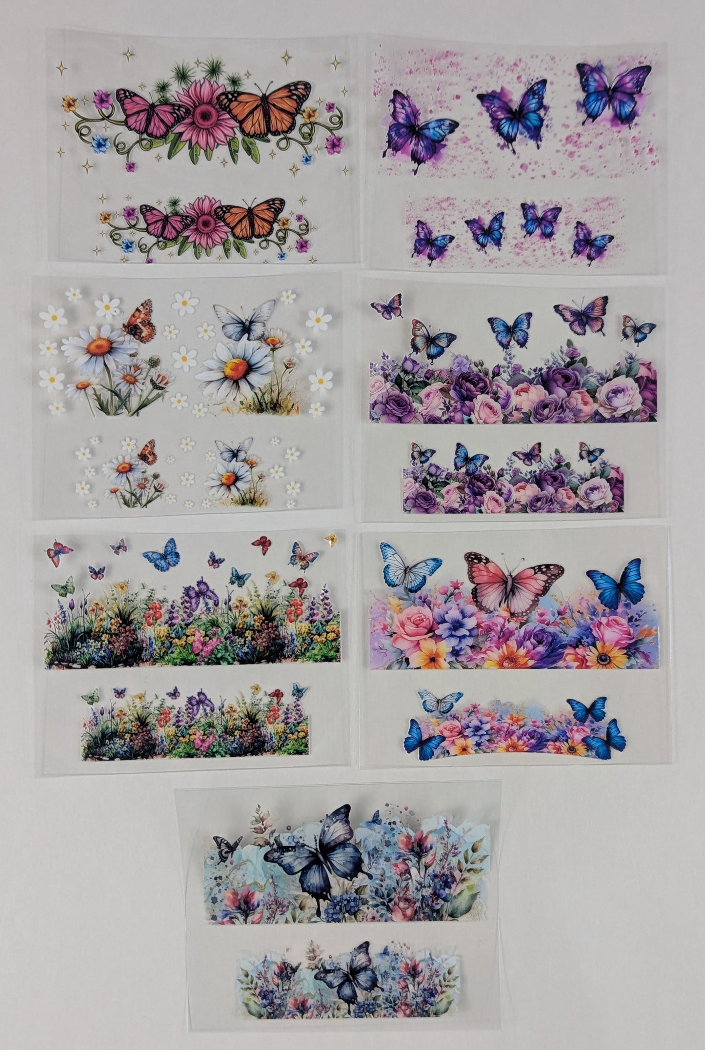 Mini Tumbler Keychain UV/DTF Wraps - Flowers with Butterflies - Multiple Designs Available