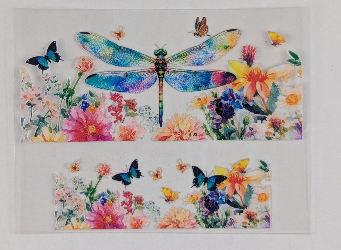 Mini Tumbler Keychain UV/DTF Wraps - Flowers with Dragonflies & Bees - Multiple Designs Available
