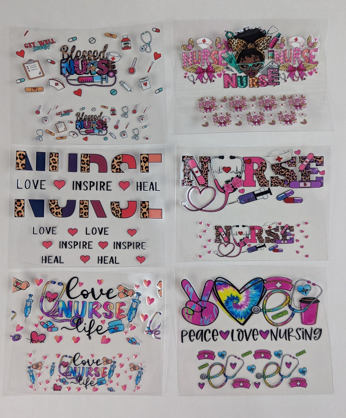 Mini Tumbler Keychain UV/DTF Wraps - Nurse - Multiple Designs Available