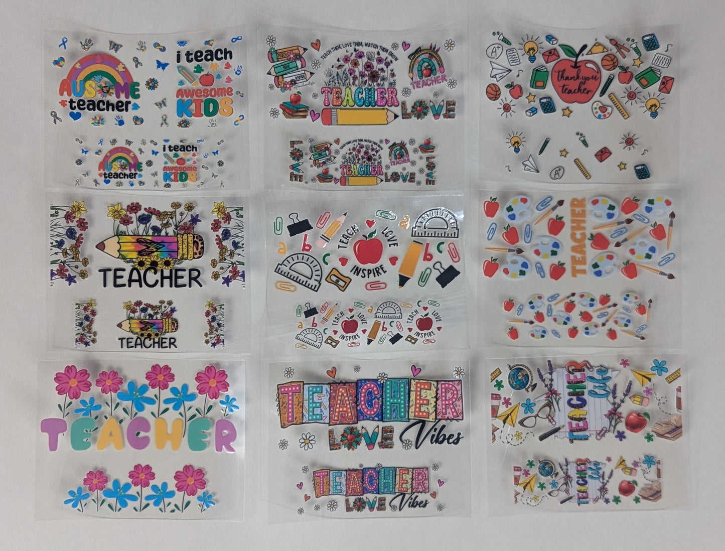 Mini Tumbler Keychain UV/DTF Wraps - Teacher - Multiple Designs Available