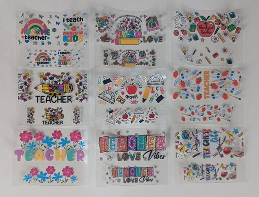 Mini Tumbler Keychain UV/DTF Wraps - Teacher 1 - Multiple Designs Available